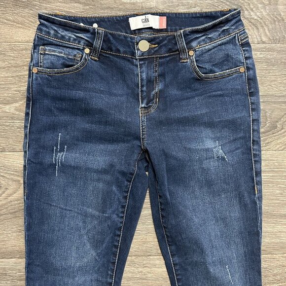 CAbi Jeans Size 4 Style 3752 Original Wash Skinny Denim Dark Wash Distressed - Picture 5 of 12